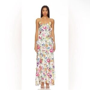 Show Me Your Mumu Romance Ruffle Dress Botanical Floral size large
